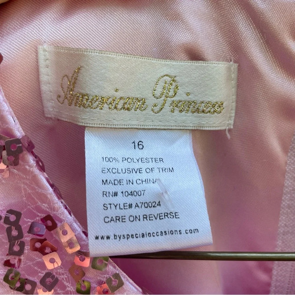 American Princess Pink Girls Dress with Sequin details, Sash and tulle skirt - Picture 3 of 11